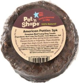 Pet 'n Shape Natural American Patties Beef Lung Dog Treats - 3 pack