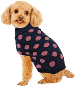 Fashion Pet Contrast Dot Dog Sweater Pink (Size: X-Small)