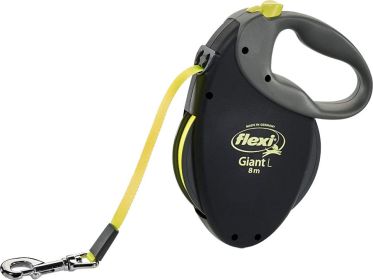 Flexi Giant Retractable Tape Dog Leash - Black / Neon (Size: Large - 26' Long Dogs up to 110 lbs)