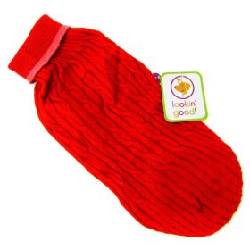 Fashion Pet Cable Knit Dog Sweater - Red (Size: X-Small (8"-10" From Neck Base to Tail))