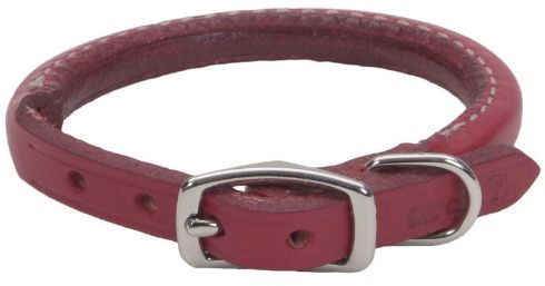 Circle T Oak Tanned Leather Round Dog Collar - Red (Size: 12 " Neck)
