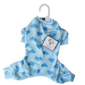 Lookin Good Heart Fleece Dog Pajamas - Blue (Size: Small - (Fits 10"-14" Neck to Tail))
