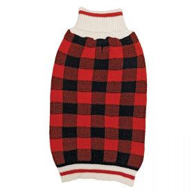 Fashion Pet Plaid Dog Sweater - Red (Size: Medium (14"-19" Neck to Tail))