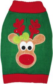 Fashion Pet Green Reindeer Dog Sweater (Size: X-Small)