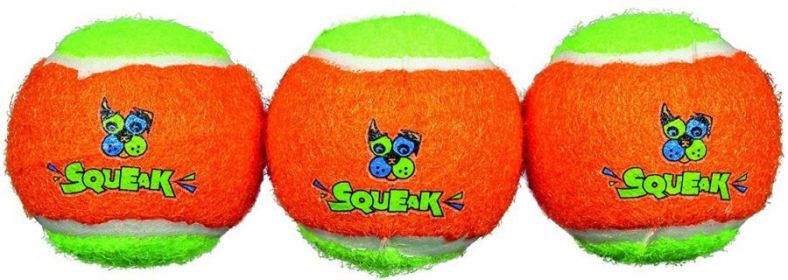 Spunky Pup Squeak Tennis Balls Dog Toy (Size: Small - 3 count)