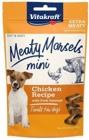 Vitakraft Meaty Morsels Mini Chicken Recipe with Pork Sausage Dog Treat (Size: 1.69 oz)