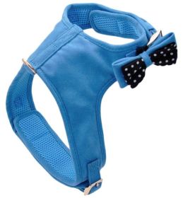 Coastal Pet Accent Microfiber Dog Harness Boho Blue with Polka Dot Bow (Size: Medium)