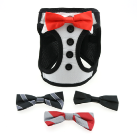 American River Ultra Choke Free Dog Harness - Tuxedo with 4 Interchangeable Bows (Option: XX-Small)