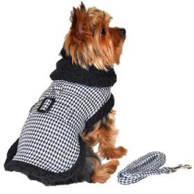 Black and White Classic Houndstooth Dog Harness Coat with Leash (Option: X-Small)