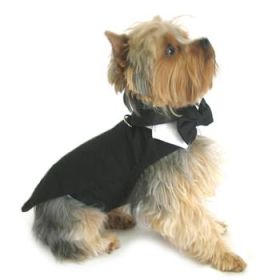Black Dog Harness Tuxedo w/Tails, Bow Tie, and Cotton Collar (Option: X-Small)