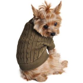 Combed Cotton Cable Knit Dog Sweater - Herb Green (Option: XX-Small)