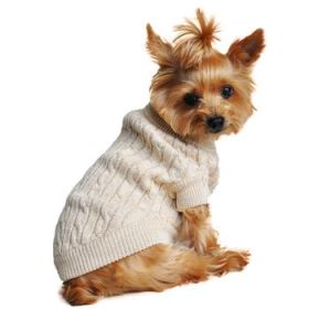 Combed Cotton Cable Knit Dog Sweater - Oatmeal (Option: XX-Small)