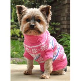Combed Cotton Snowflake and Hearts Dog Sweater - Pink (Option: Small)