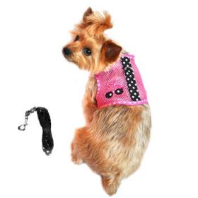 Cool Mesh Dog Harness Under the Sea Collection - Sunglasses Pink and Black Polka Dot (Option: X-Small)