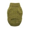 Combed Cotton Cable Knit Dog Sweater - Herb Green