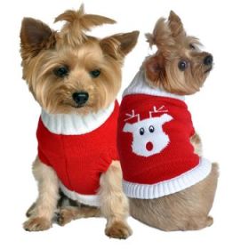Combed Cotton Red Rudolph Holiday Dog Sweater (Option: Small)