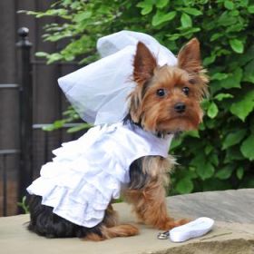 Dog Harness Wedding Dress with Veil and Matching Leash (Option: XX-Small)