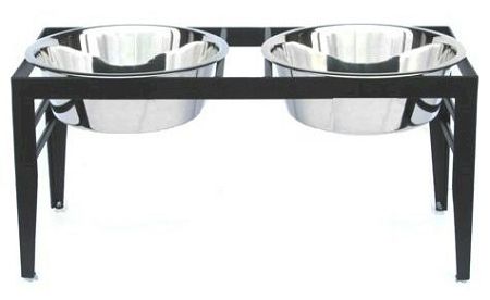 Chariot Double Elevated Dog Bowl (Size: Large/Black)