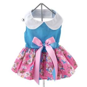 Pink and Blue Plumeria Floral Dog Dress (Option: X-Small)