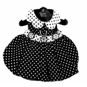 Polka Dot Dog Dress - Black and White (Option: X-Small)