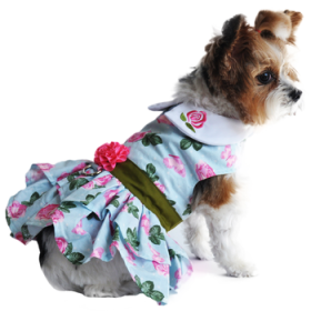 Pink Rose Harness Dress with Matching Leash (Option: X-Small)