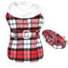 Sherpa-Lined Dog Harness Coat - Red & White Plaid